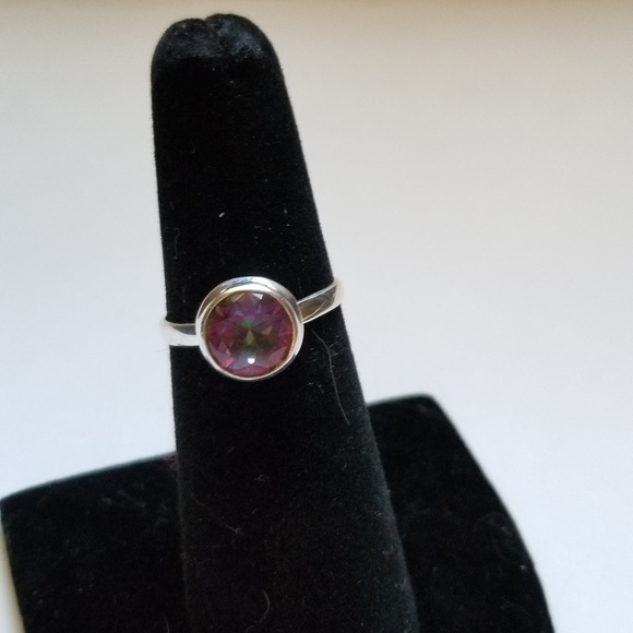 Sterling Silver mystic topaz round cut ring - Picture 7 of 12